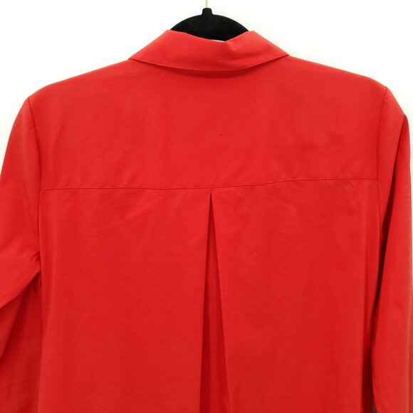 Lafayette 148 New York Stretch Cotton Straight Shirt S Red - Picture 10 of 14